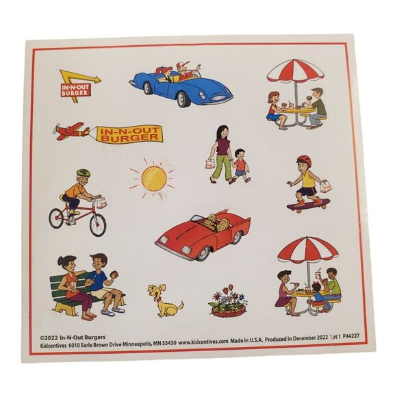 In N Out Burger Sticker Collectors Set California 2022 Kidcentives New 4x4 - Picture 1 of 3
